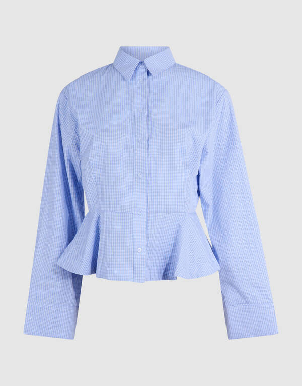 Poplin Peplum Blouse Blauw SHOEBY WOMEN