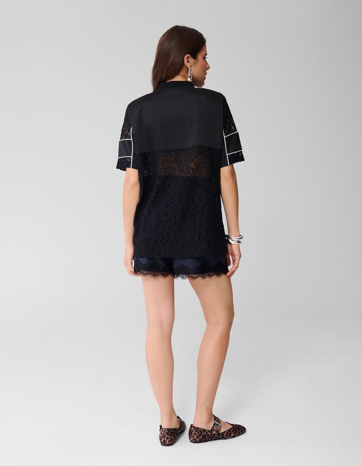 Oversized Kanten Baseball T-shirt Zwart SHOEBY WOMEN
