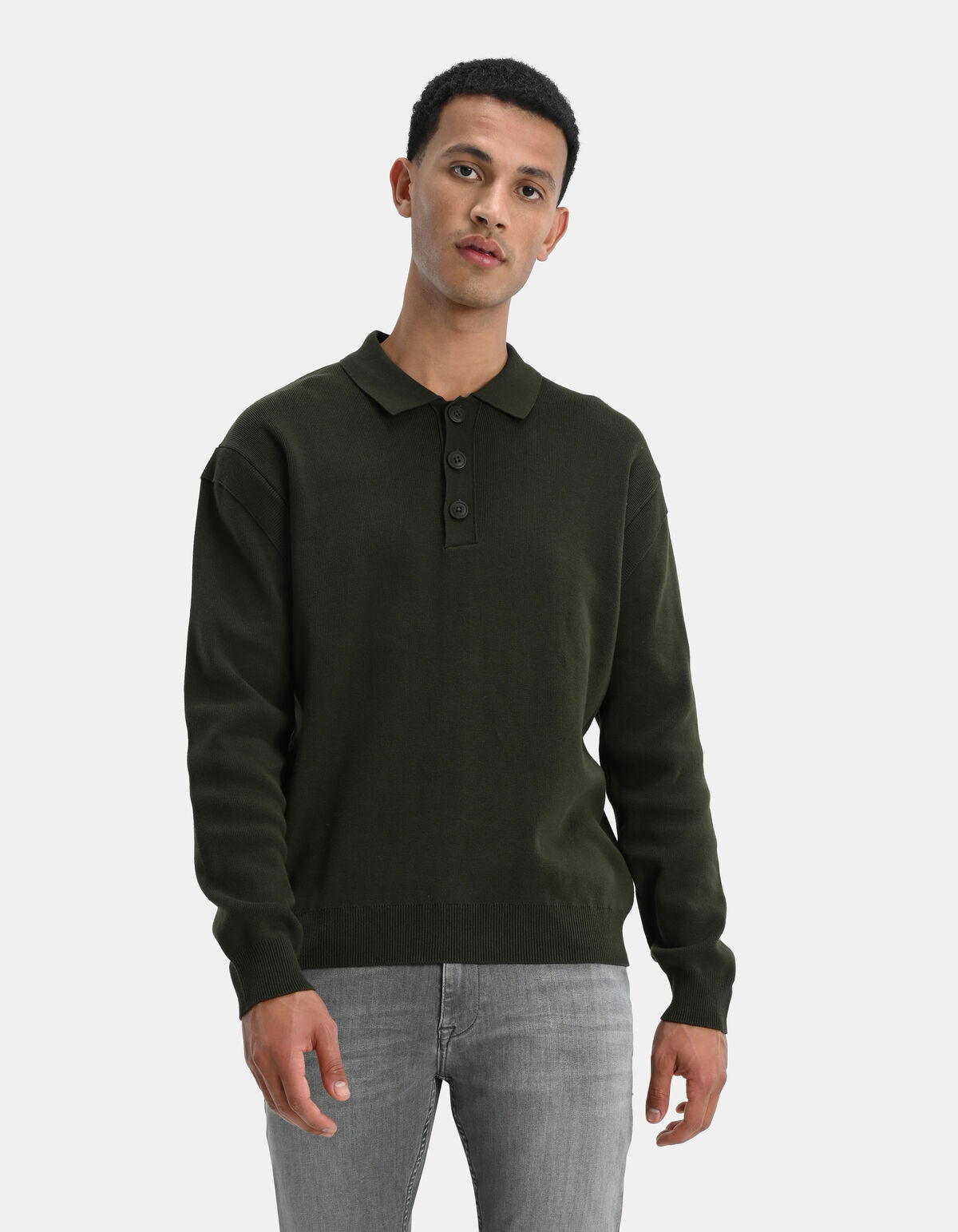 Gebreide Polo Donkergroen SHOEBY MEN