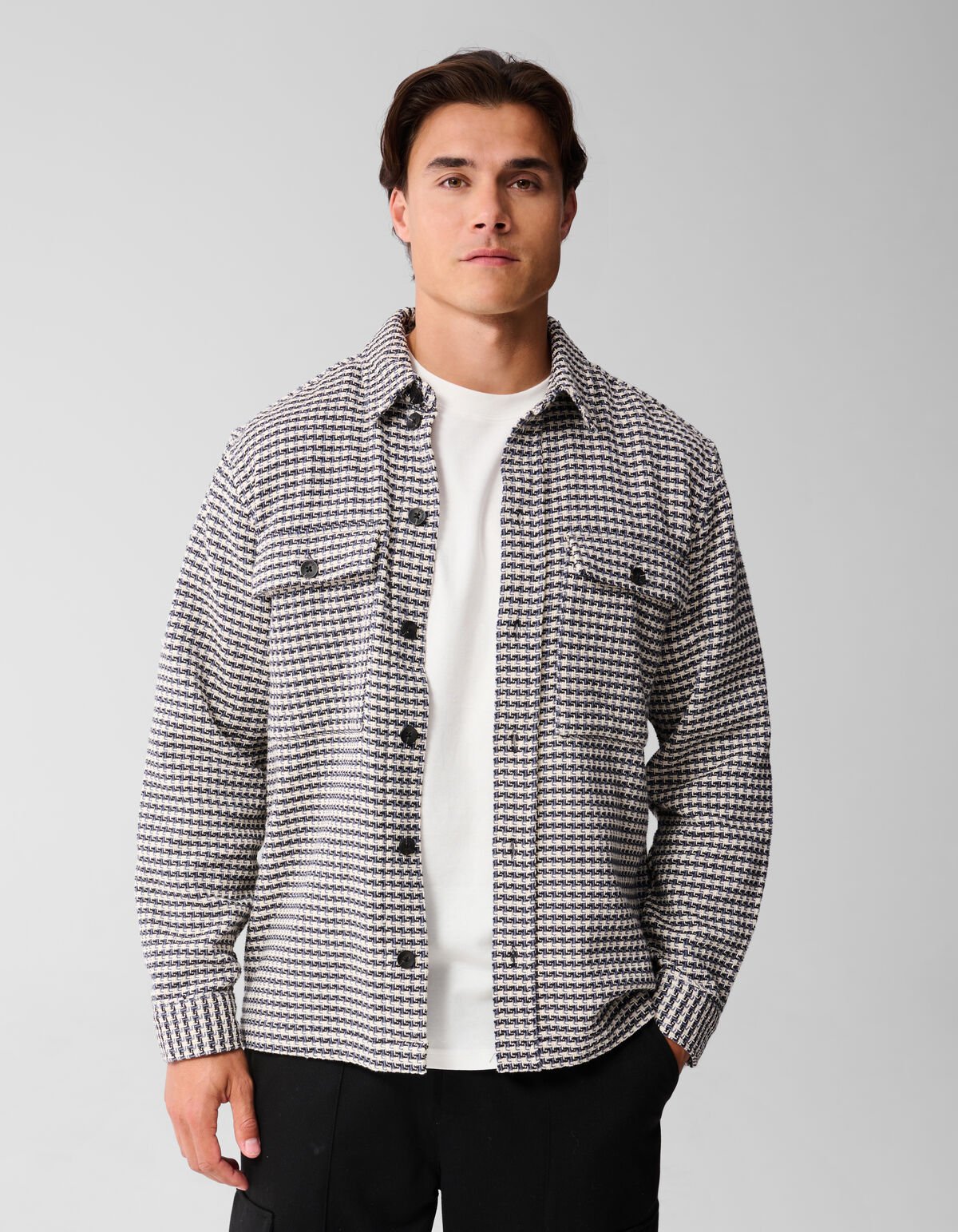 Pied De Poule Overshirt Zand SHOEBY MEN