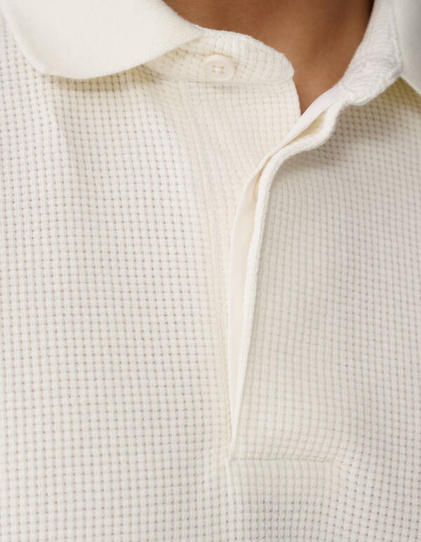 Structuur Jersey Polo Gebroken Wit SHOEBY MEN