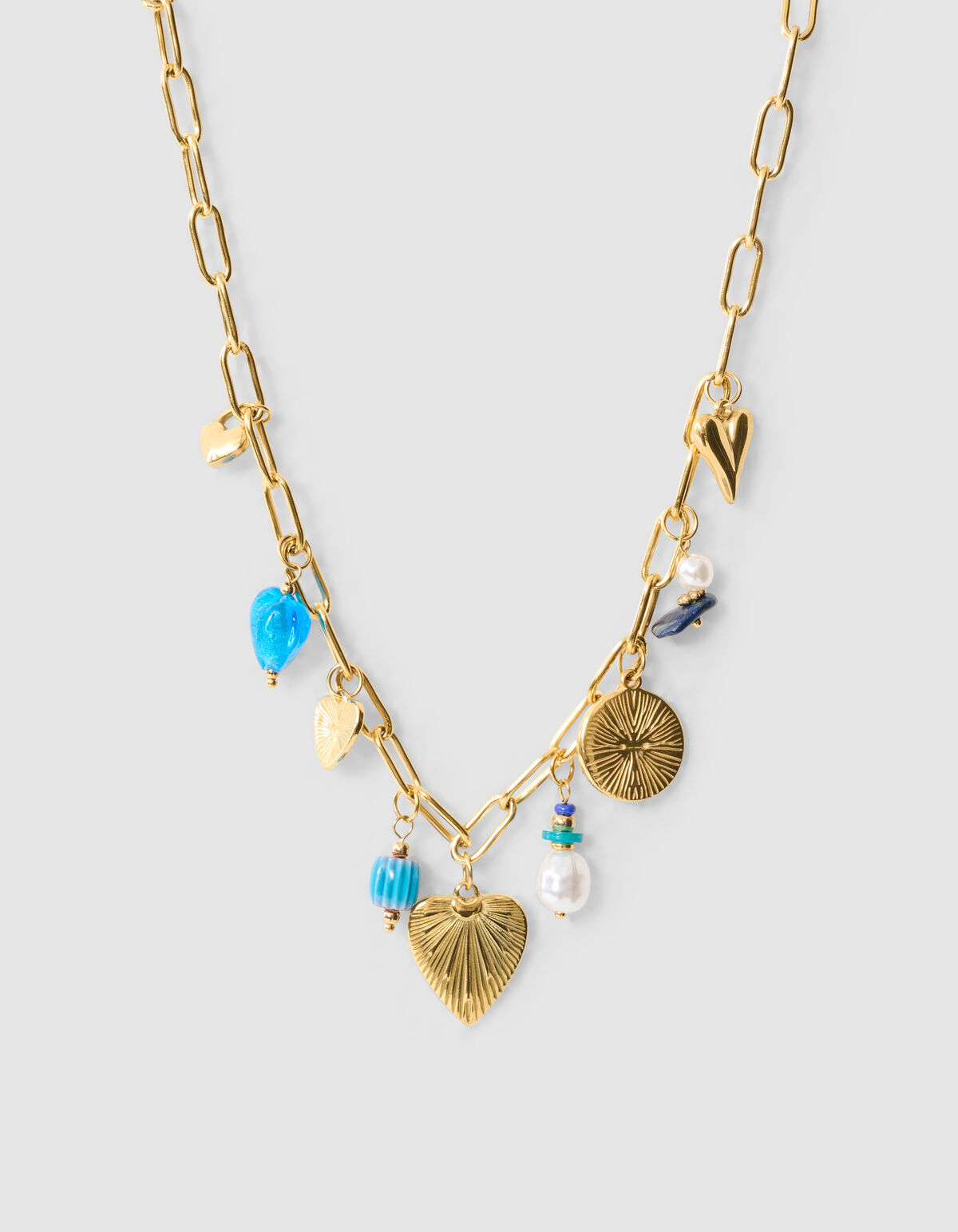 Charm Chain Ketting Goud/Blauw SHOEBY ACCESSOIRES