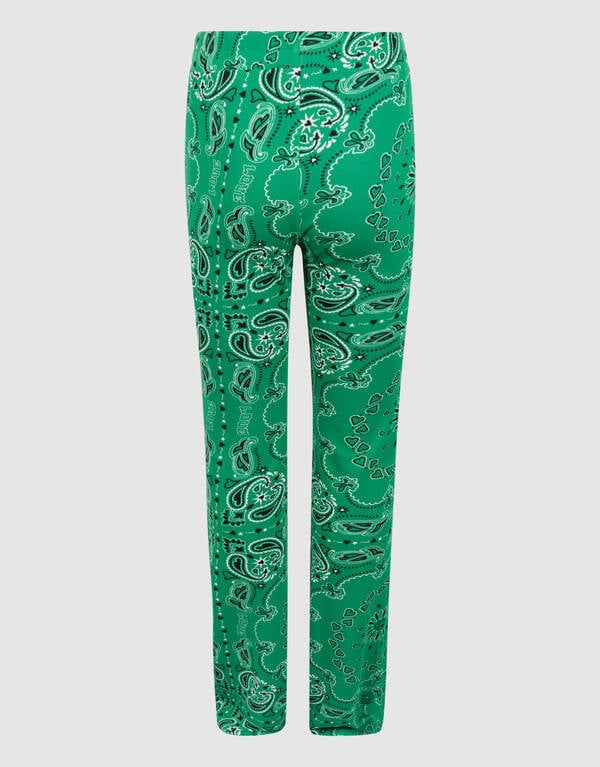 Printed Rib Flared Legging Groen SHOEBY GIRLS