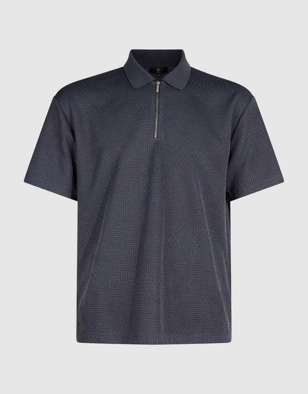 Structuur Zipper Polo Donkergrijs SHOEBY MEN