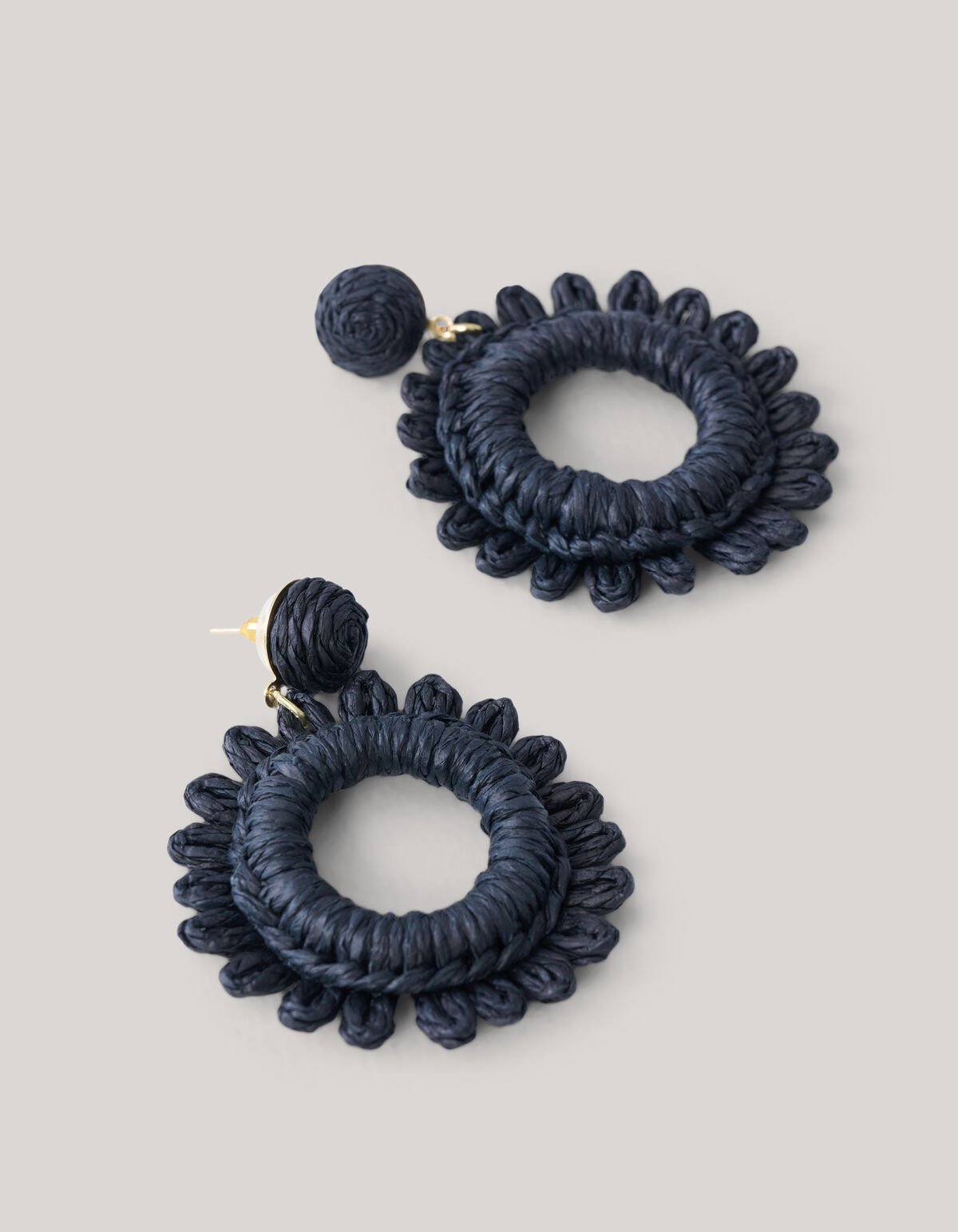 Flower Straw Oorbellen Zwart SHOEBY ACCESSOIRES