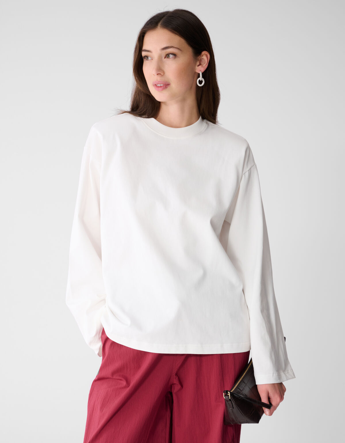 Oversized Basic Longsleeve Top Wit SHOEBY WOMEN