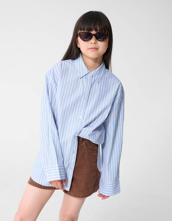 Oversized Fit Poplin Blouse Lichtblauw SHOEBY GIRLS