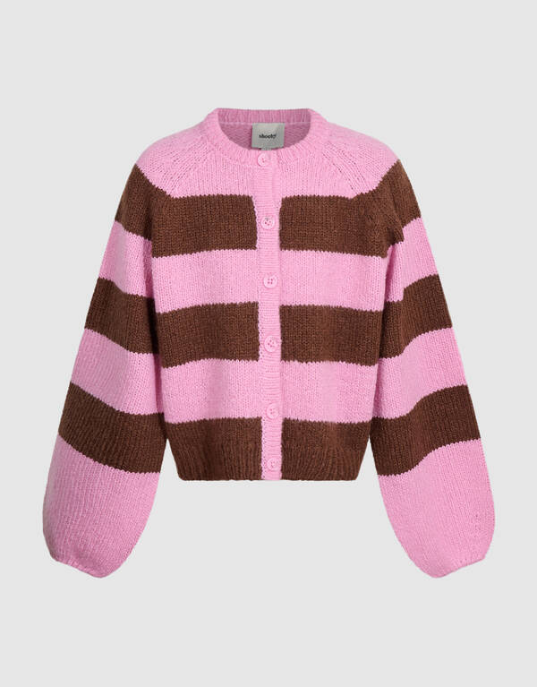 Oversized Gestreept Vest Roze/Bruin SHOEBY GIRLS