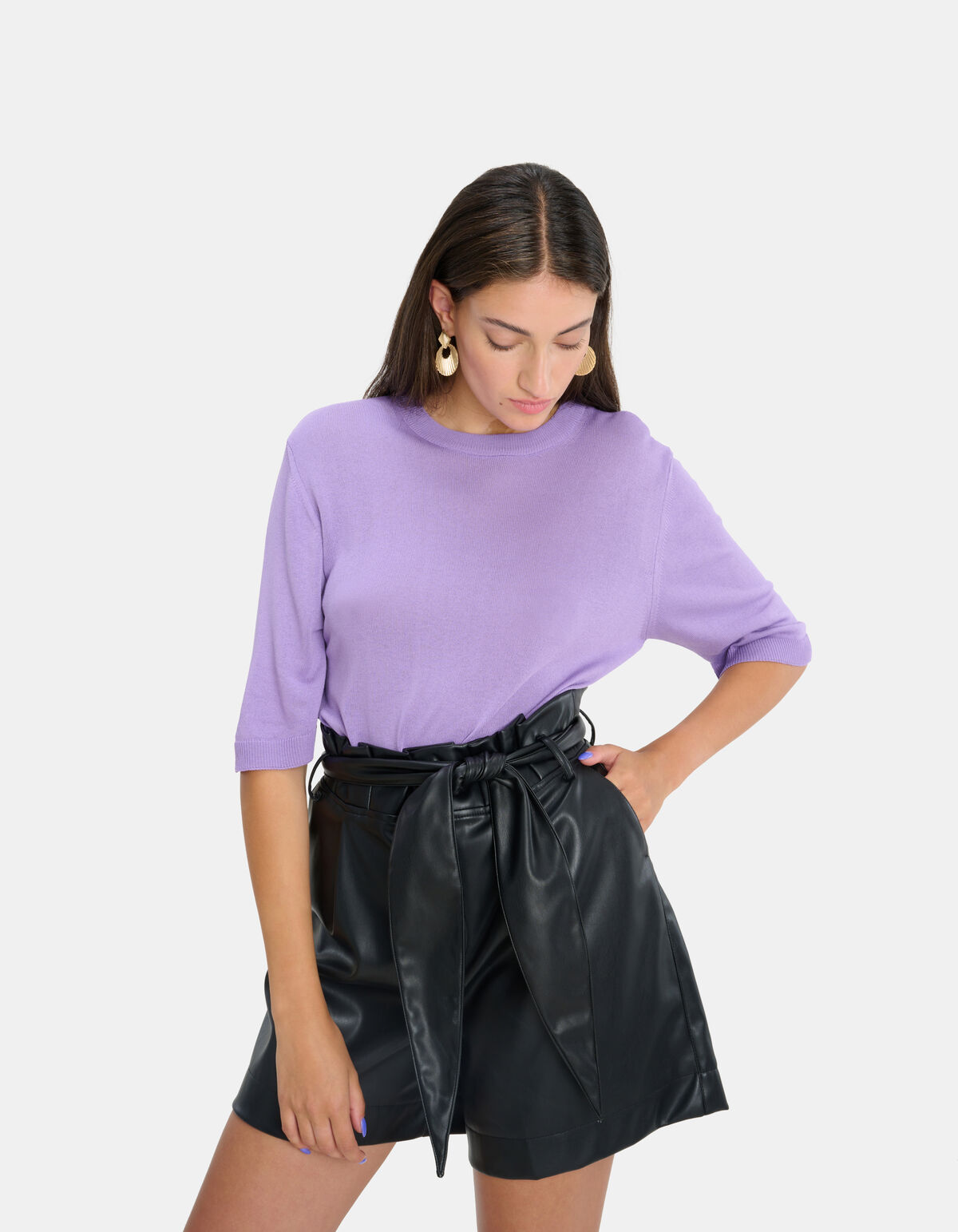 Round Knit T-shirt Paars EKSEPT