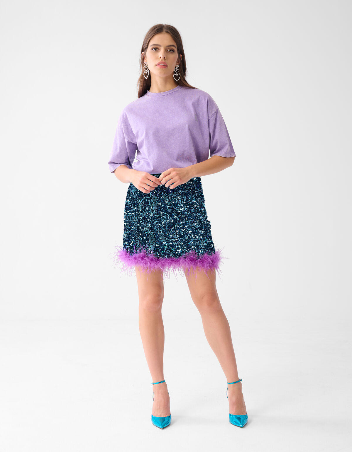 Pailletten Mini Rok Blauw SHOEBY WOMEN