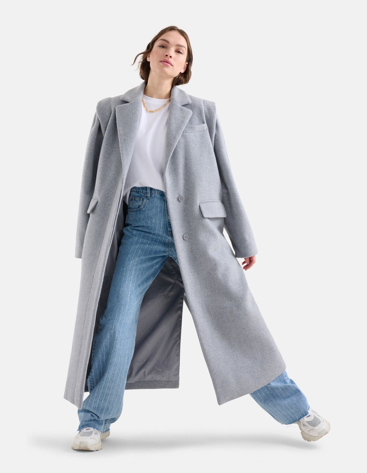 Sterke Schouder Mantel Jas Grijs By Lonneke SHOEBY WOMEN