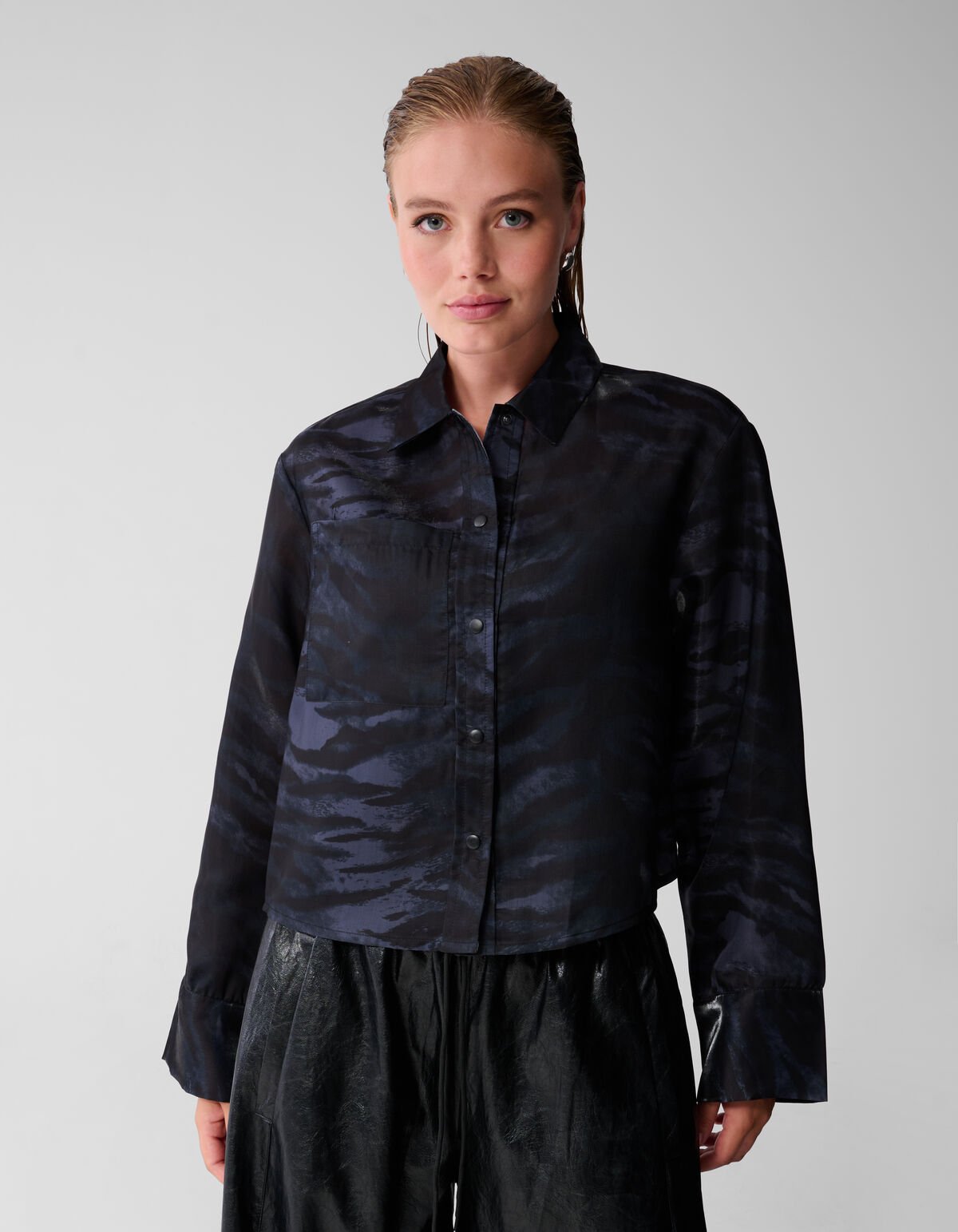 Printed Zebra Blouse Donkergrijs SHOEBY WOMEN