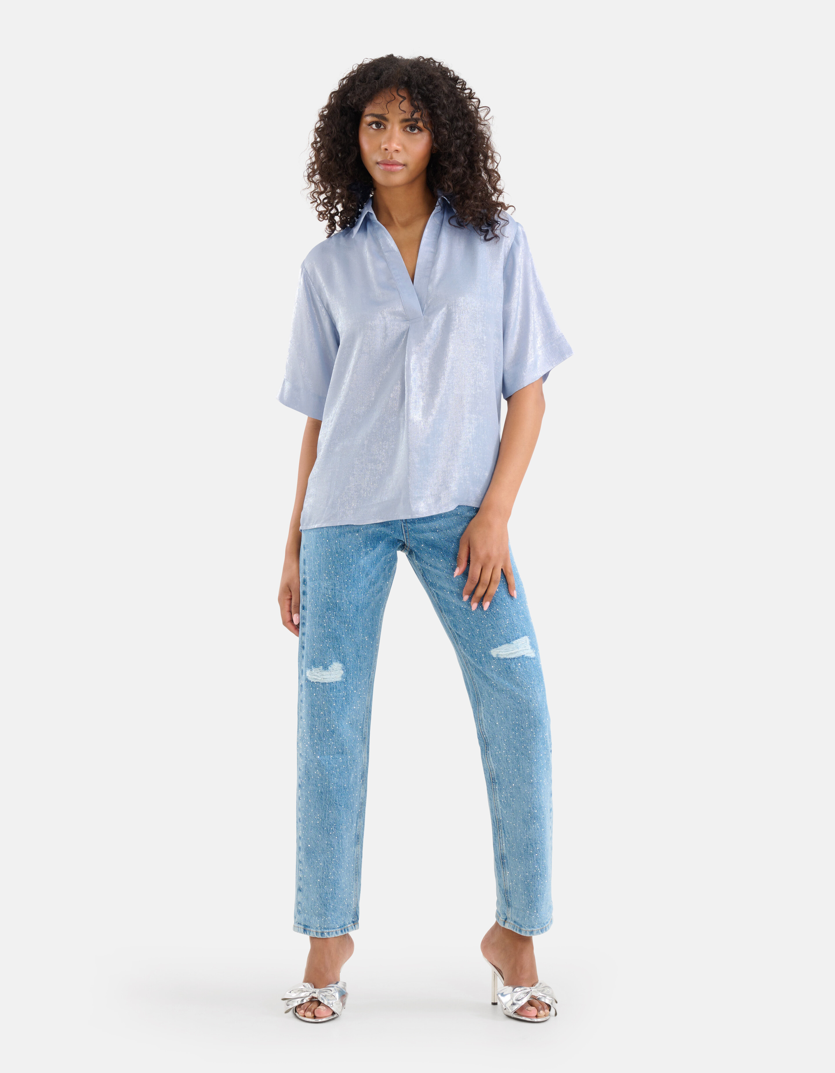 Metallic Top Lichtblauw By Fred SHOEBY WOMEN