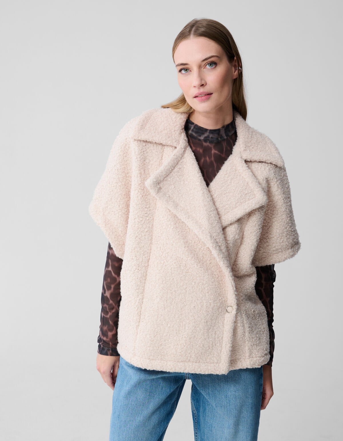 Oversized Teddy Gilet Gebroken Wit SHOEBY WOMEN