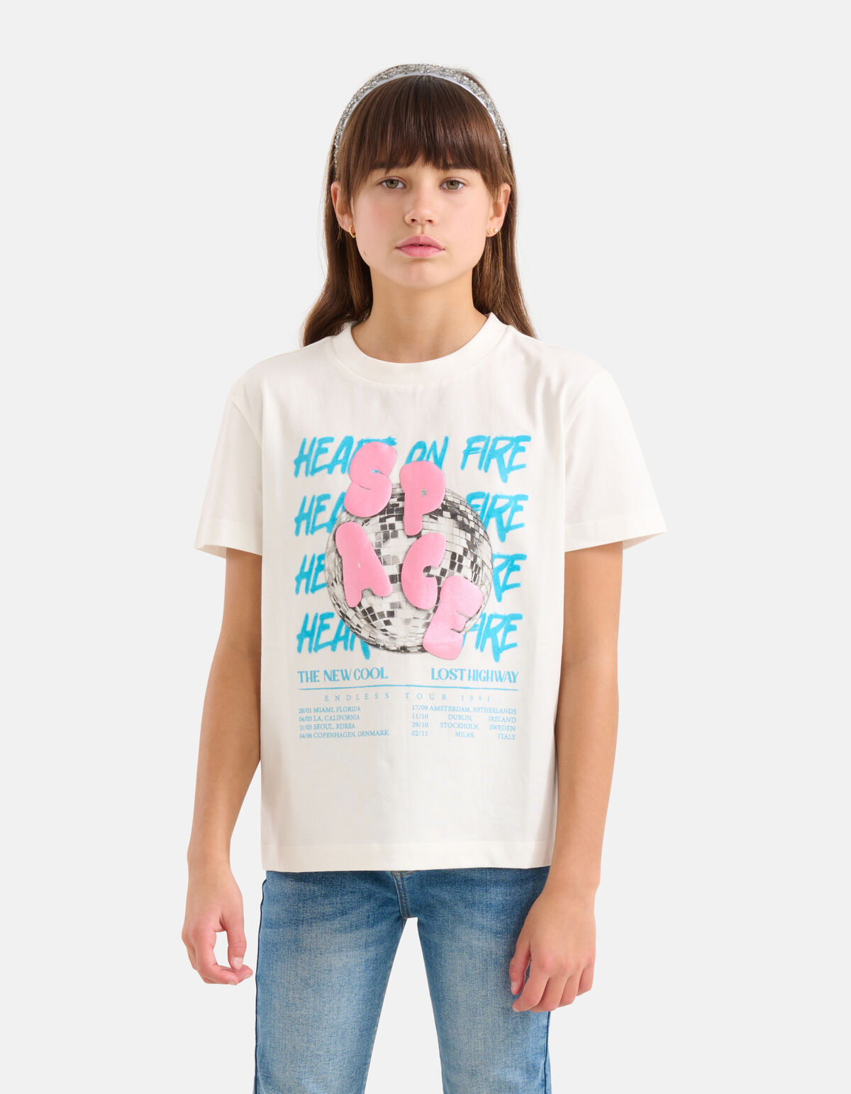 Metallic Artwork T-shirt Wit SHOEBY GIRLS