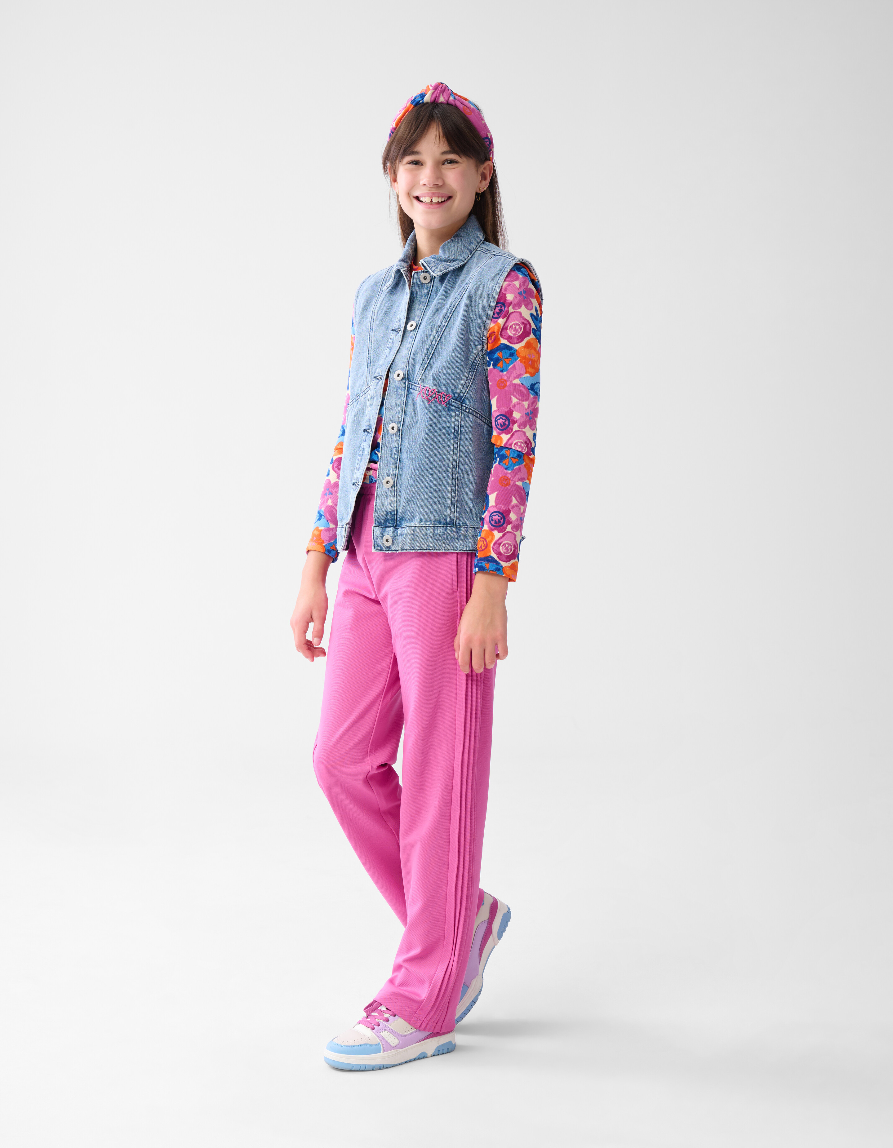 Embroidery Denim Gilet Blauw SHOEBY GIRLS