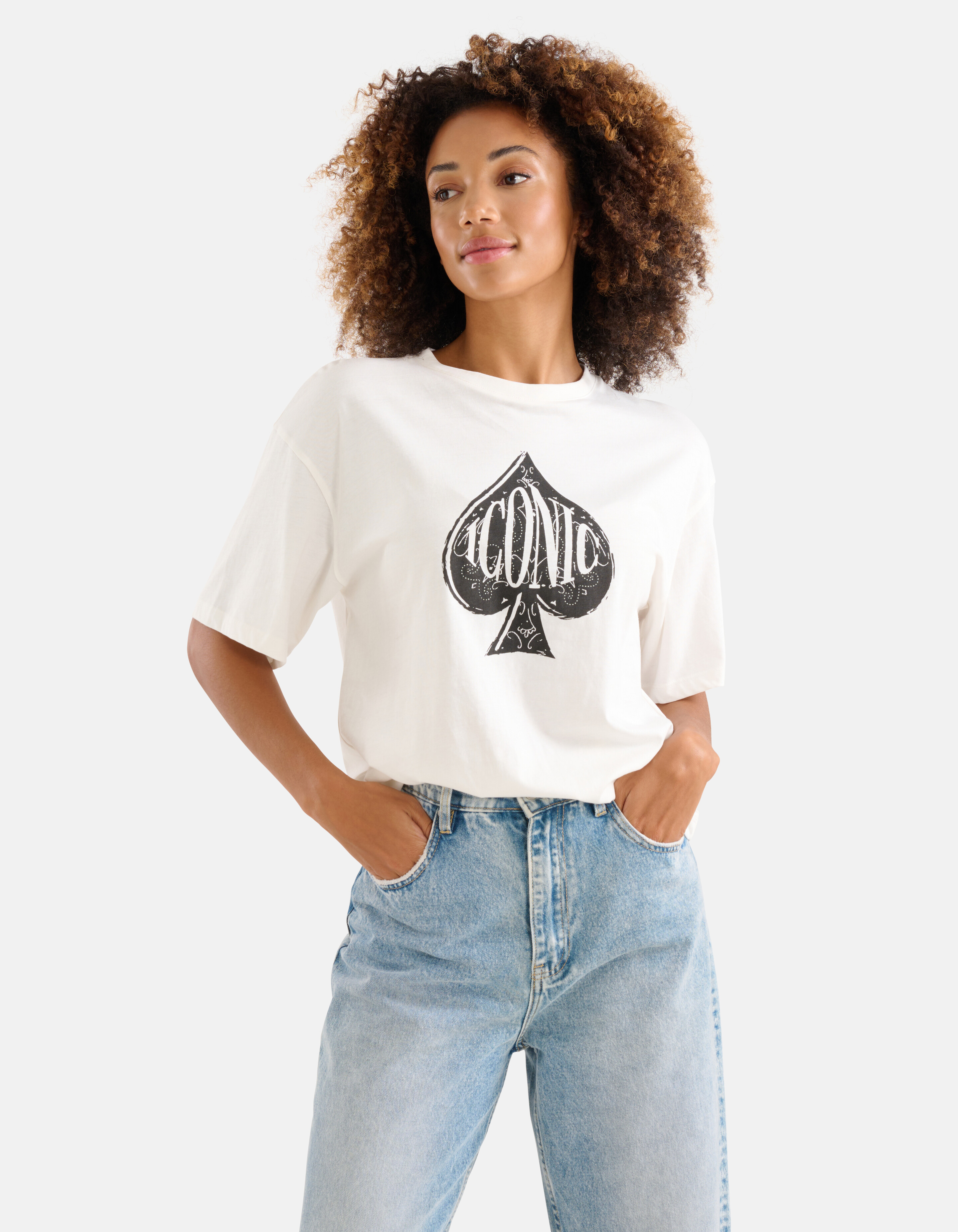 Artwork T-shirt Gebroken Wit SHOEBY WOMEN