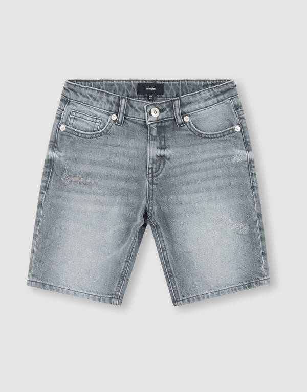 Straight Fit Denim Short Grijs SHOEBY BOYS