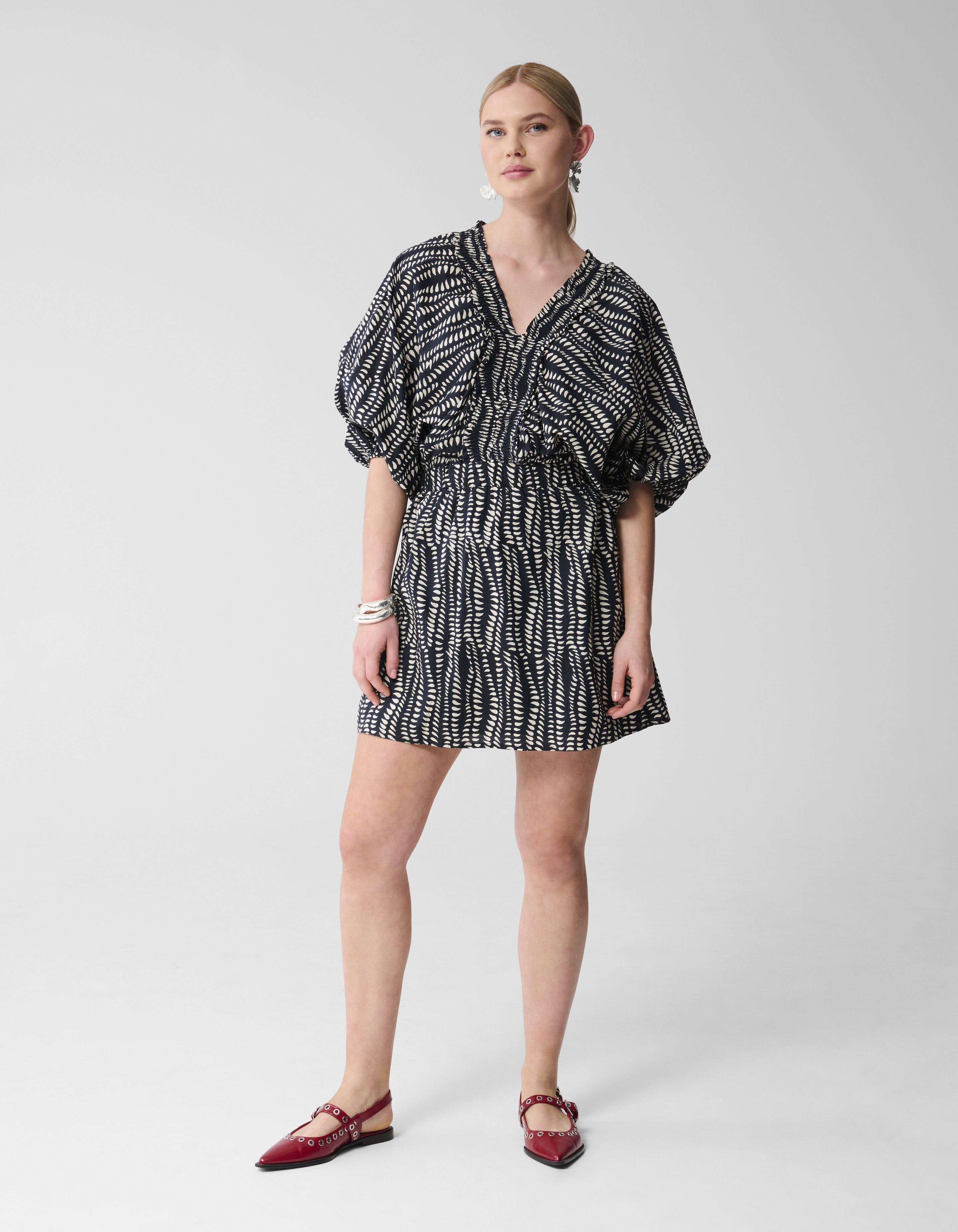 Printed Mini Jurk Zwart/Wit SHOEBY WOMEN