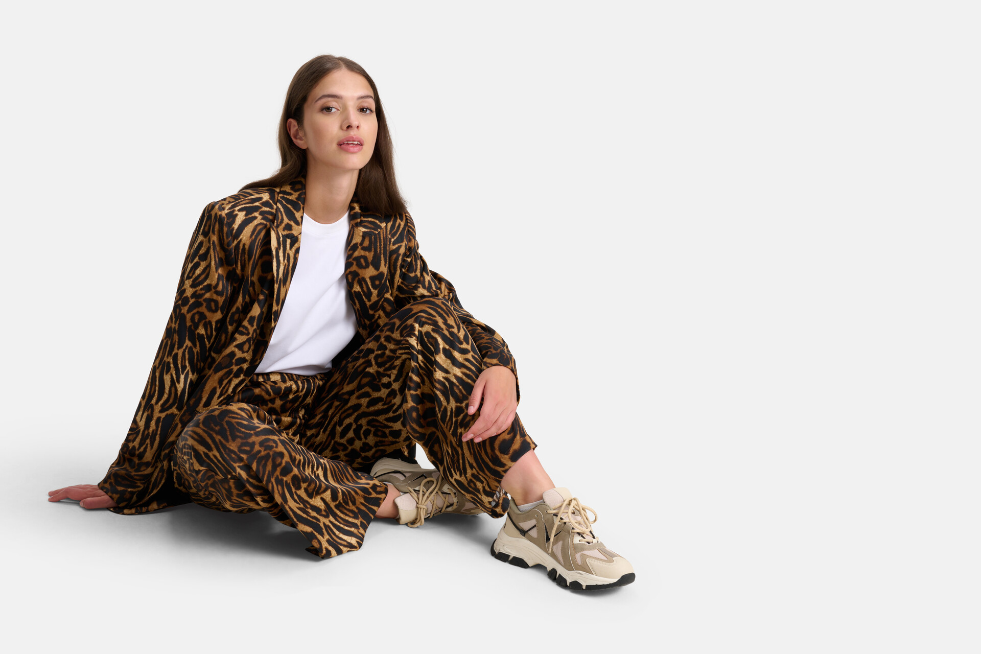 Satijnen Leopard Print Broek Bruin SHOEBY WOMEN