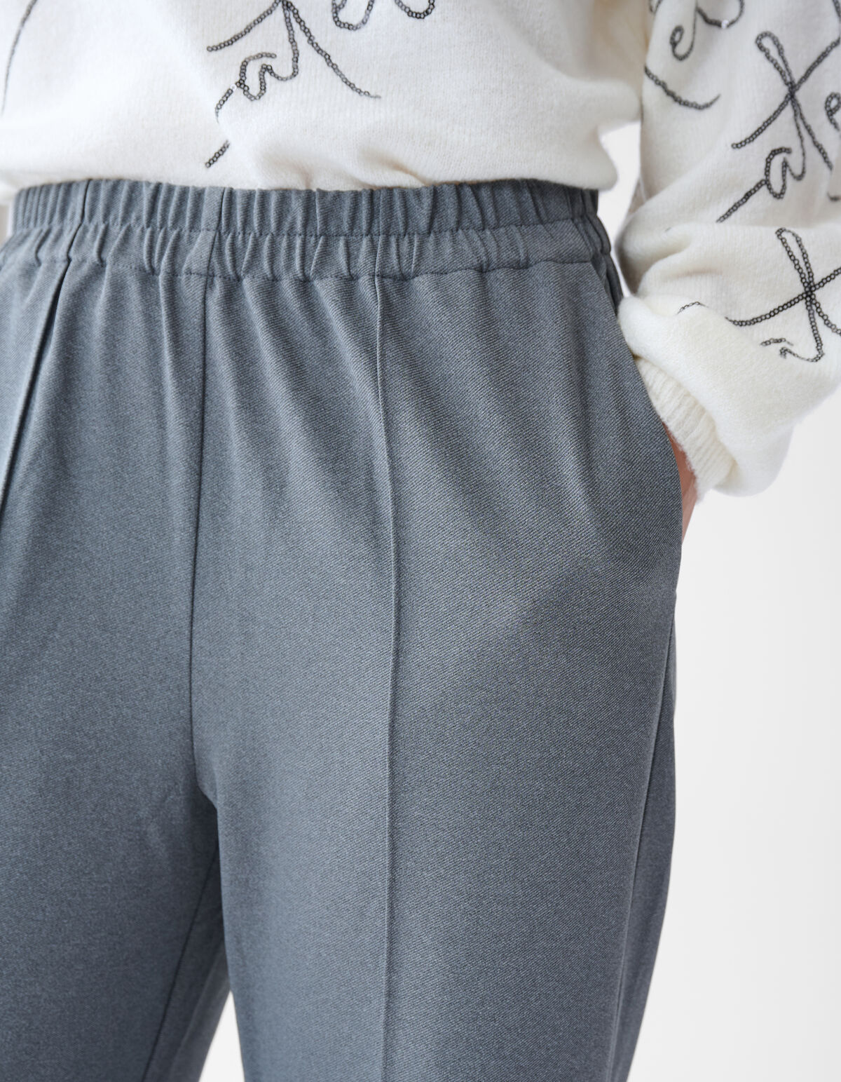 Basis Wide Leg Broek Grijs SHOEBY WOMEN