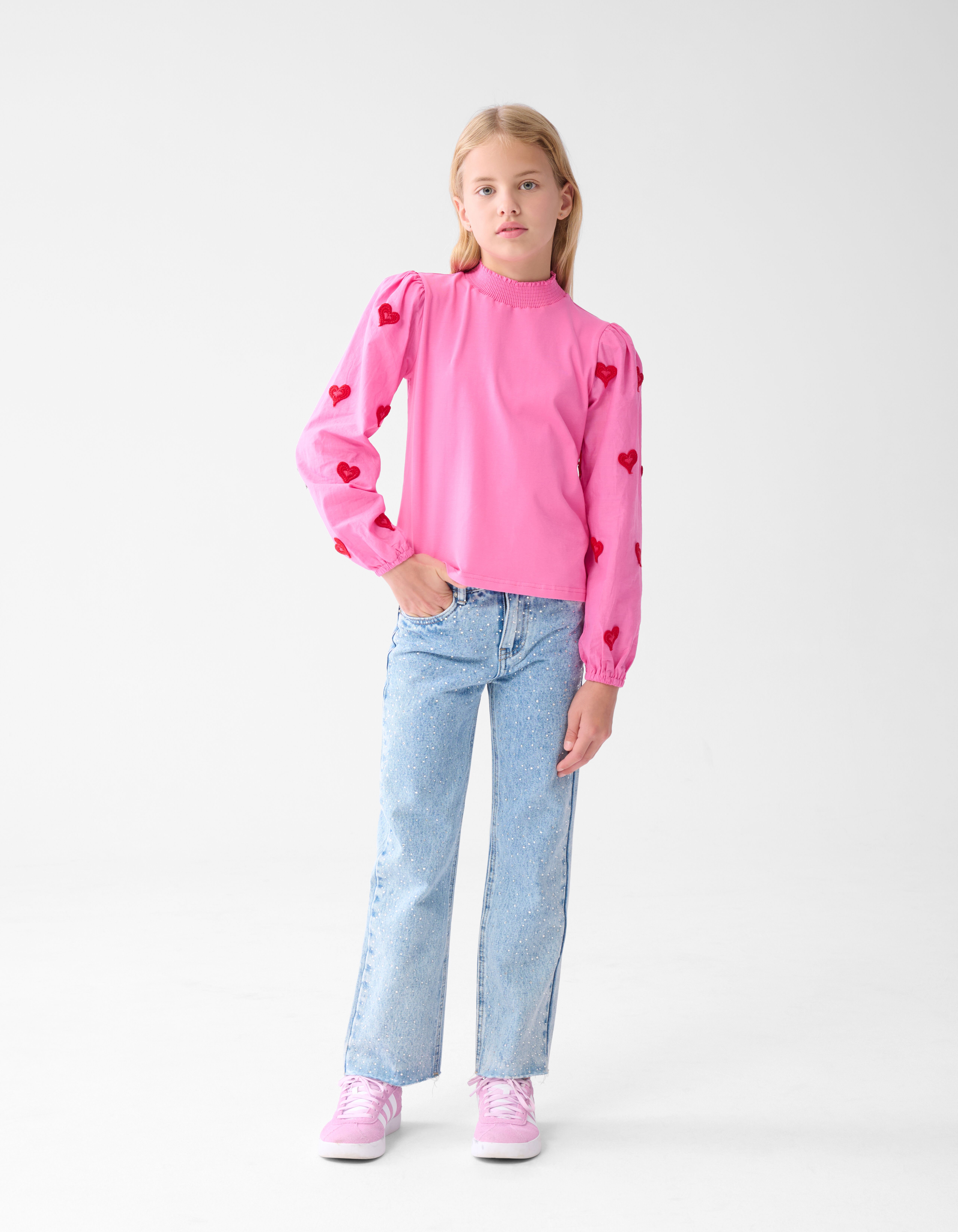 Strass Wide Leg Jeans Mediumstone Shoeby