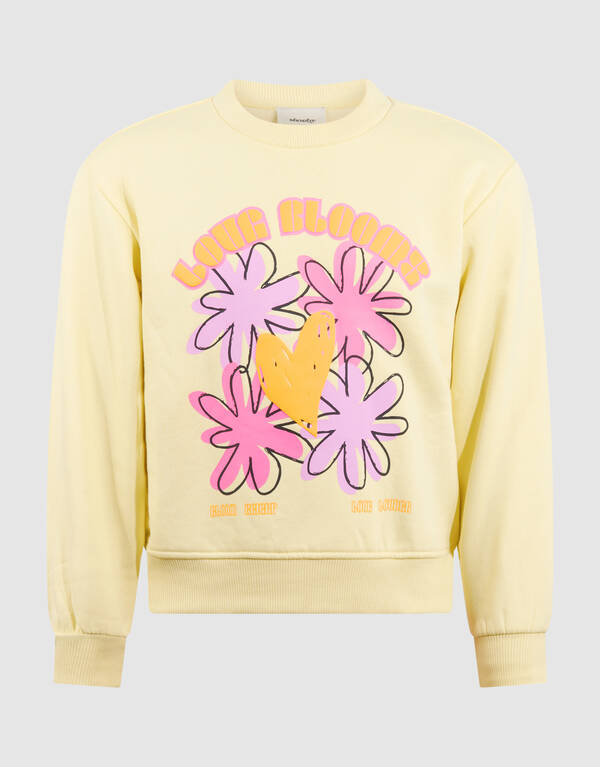 Bloem Artwork Sweater Lichtgeel SHOEBY GIRLS
