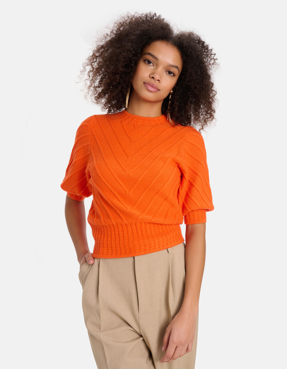 Diagonaal Trui Oranje SHOEBY WOMEN