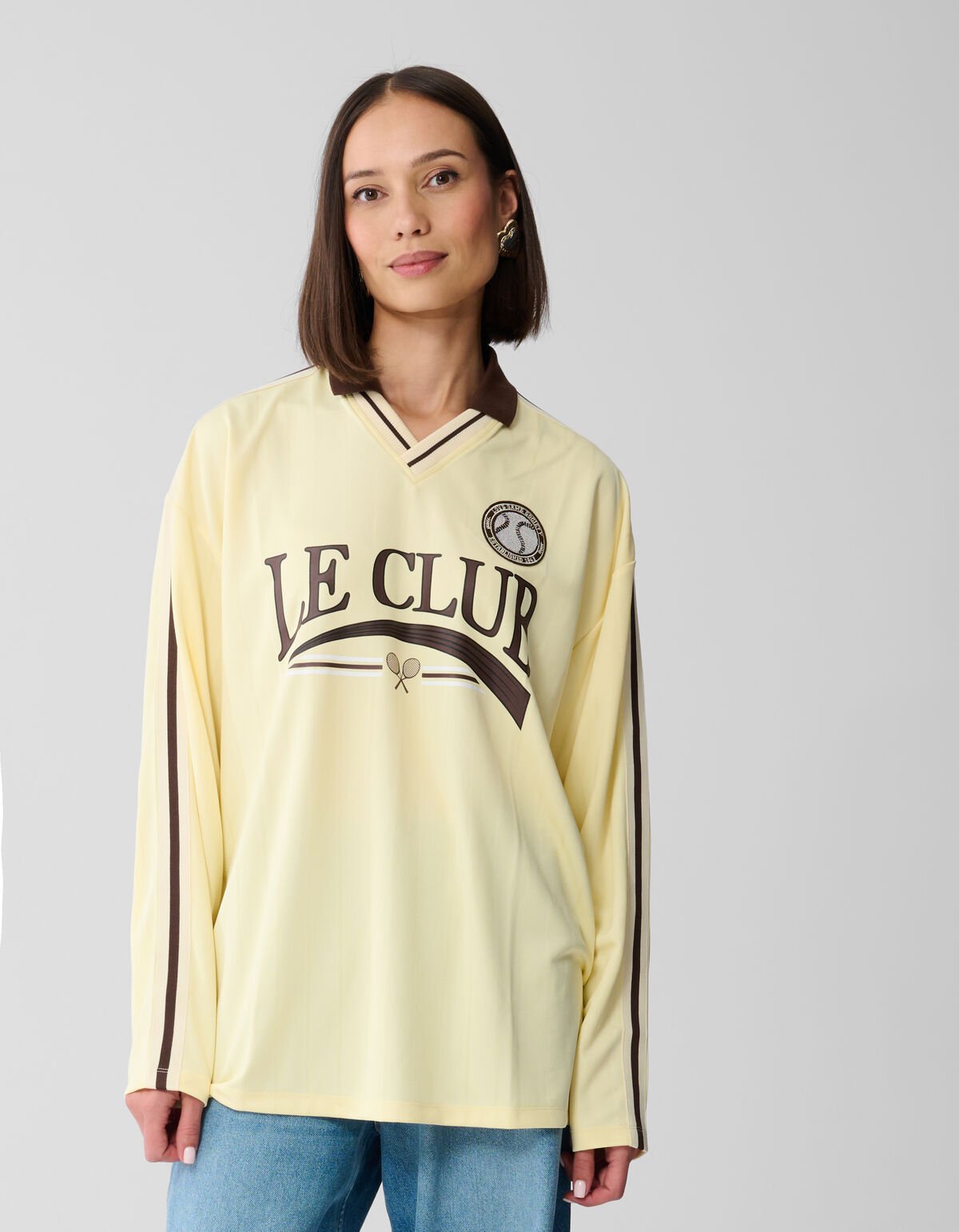 Oversized Baseball Longesleeve Top Lichtgeel SHOEBY WOMEN