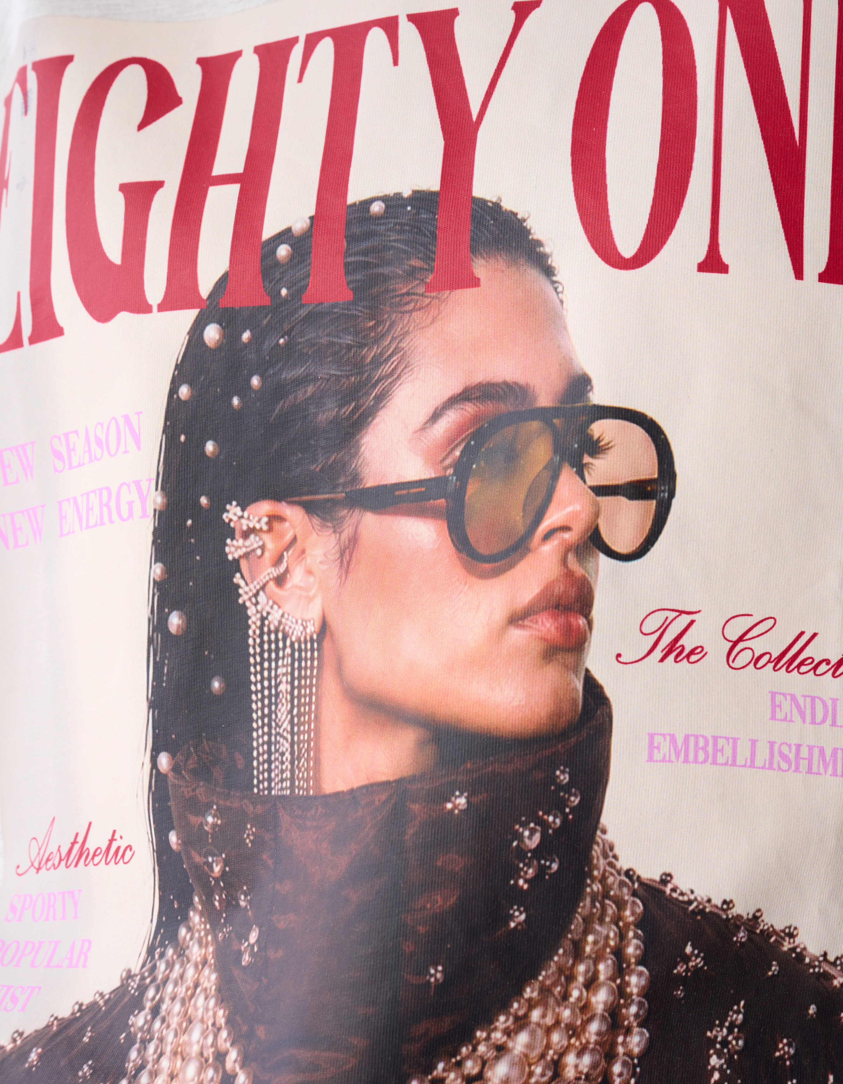 Oversized Magazine Artwork T-shirt Lichtgrijs SHOEBY WOMEN