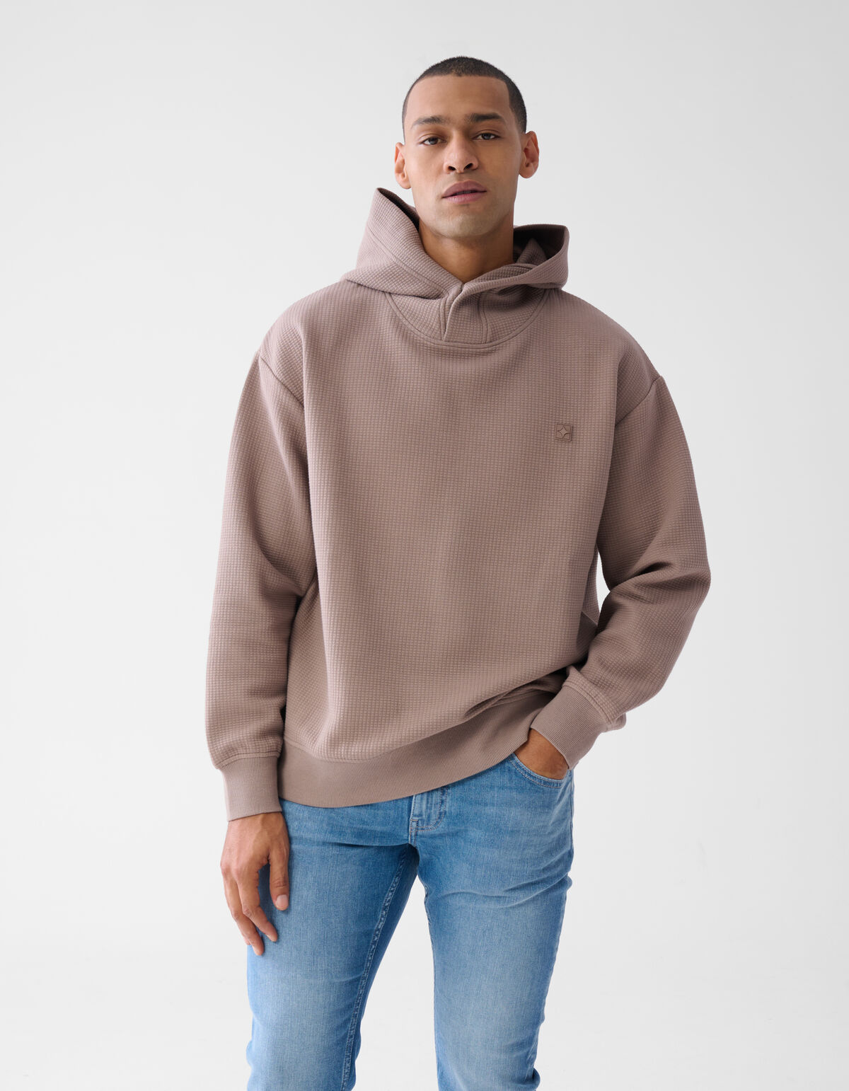 Jacquard Hoodie Lichtbruin SHOEBY MEN