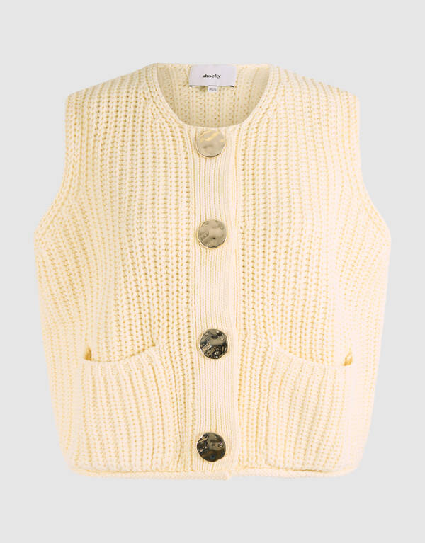 Big Button Gilet Gebroken Wit SHOEBY WOMEN