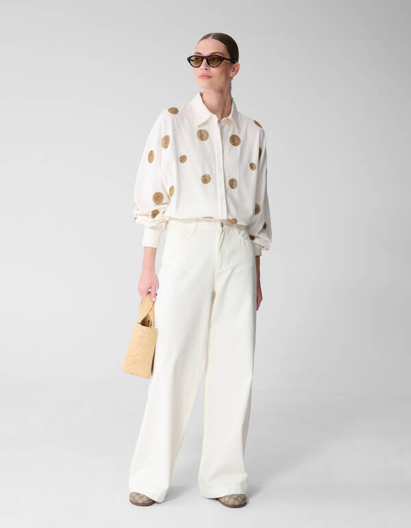 Wide Leg Fit Jeans Wit By Mieke SHOEBY WOMEN