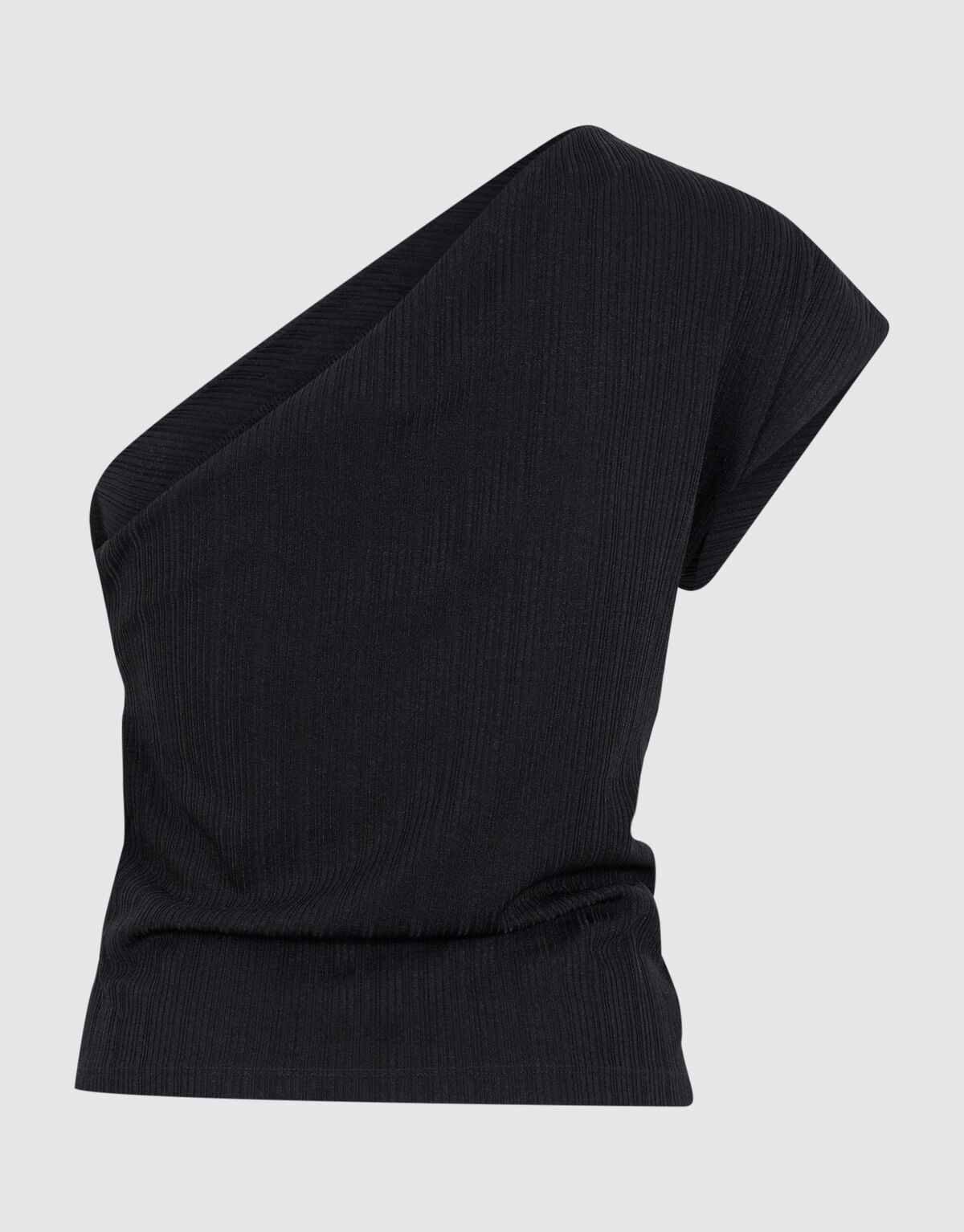 Pleated One Shoulder Top Zwart SHOEBY WOMEN