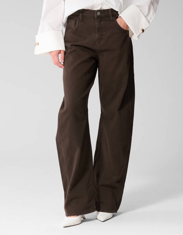 Clean Barrel Fit Jeans Bruin SHOEBY WOMEN