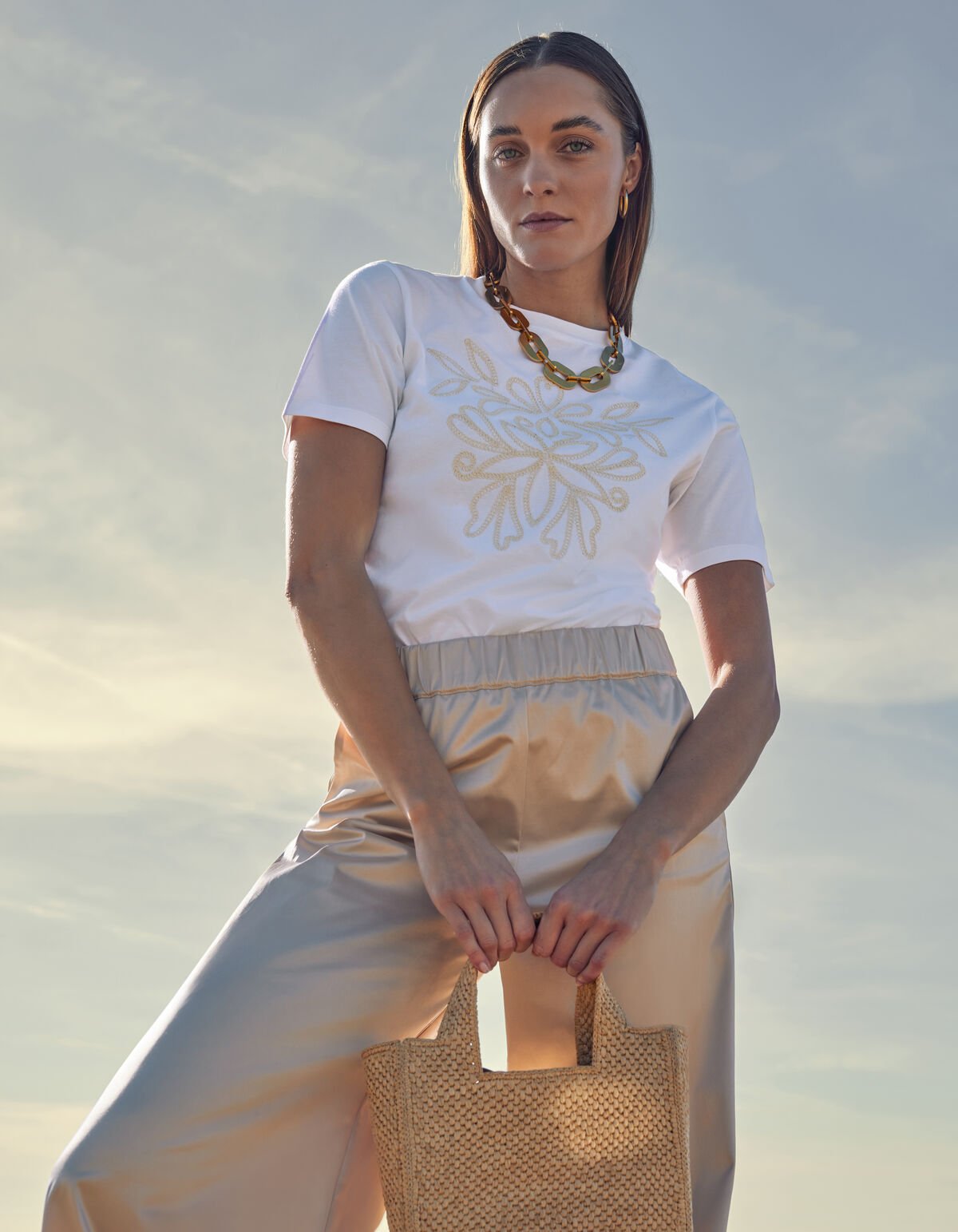 Cord Embroidery T-shirt Wit By Mieke SHOEBY WOMEN