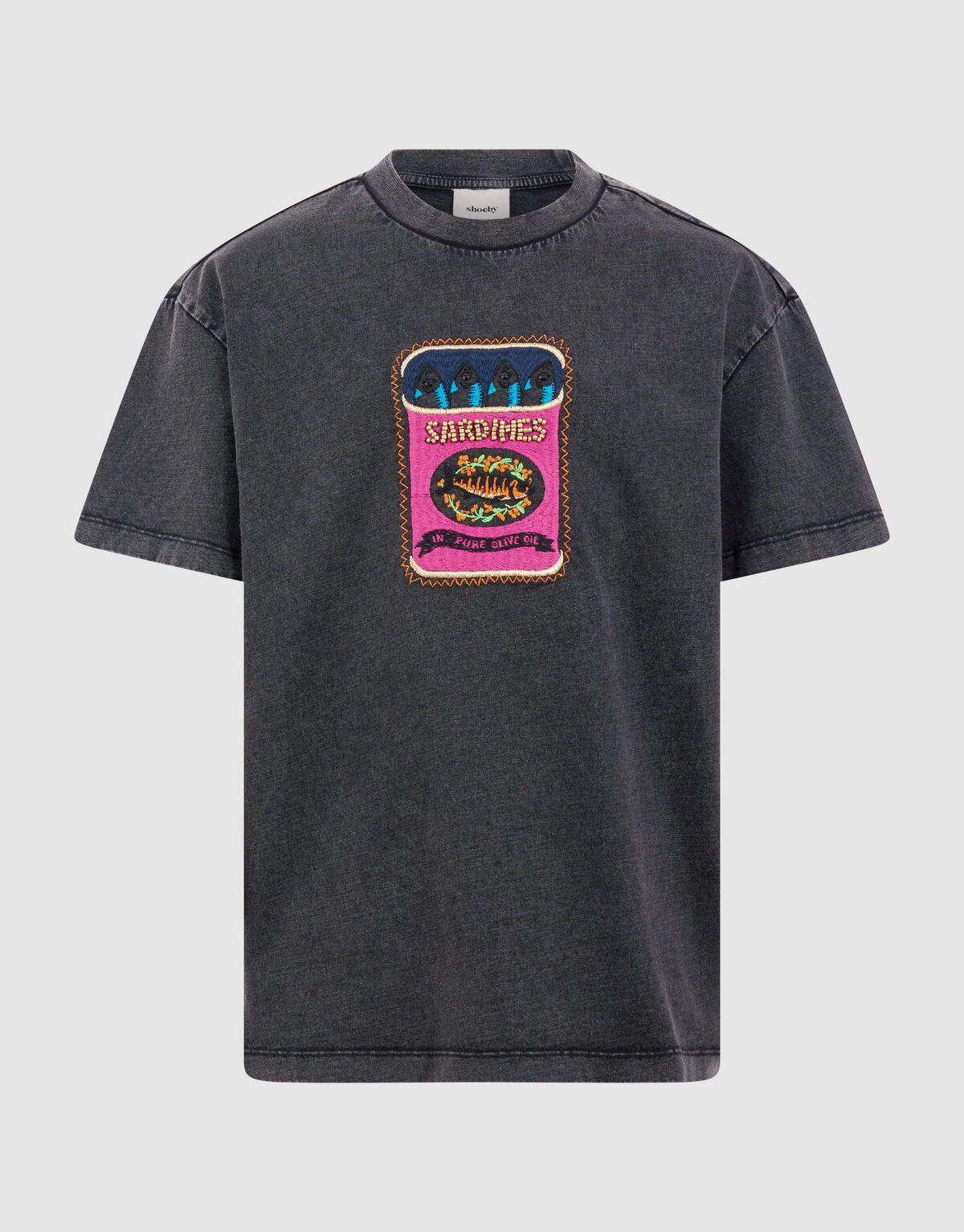 Fish Embroidery T-shirt Donkergrijs SHOEBY GIRLS