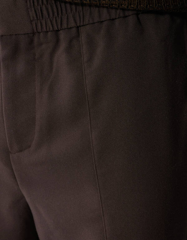 Straight Fit Pintuck Broek Donkerbruin SHOEBY MEN