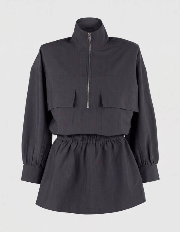 Peplum Jurk Donkergrijs SHOEBY WOMEN