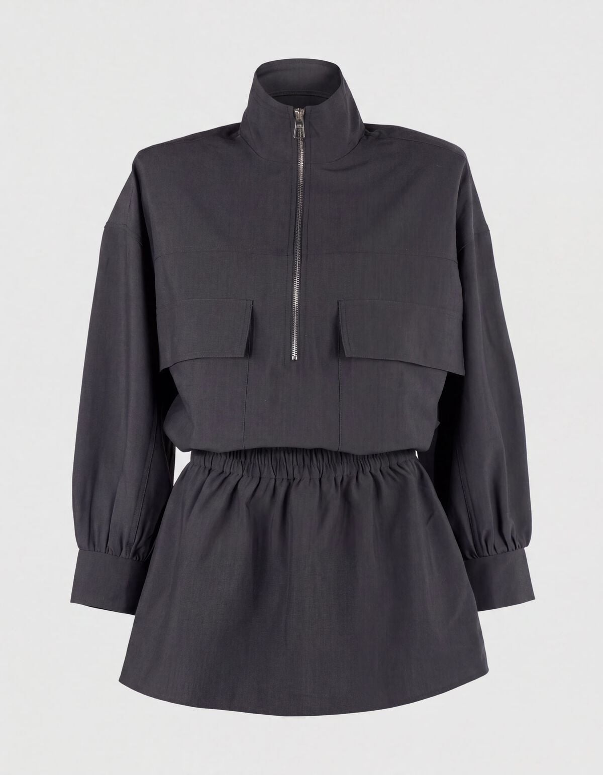Peplum Jurk Donkergrijs SHOEBY WOMEN