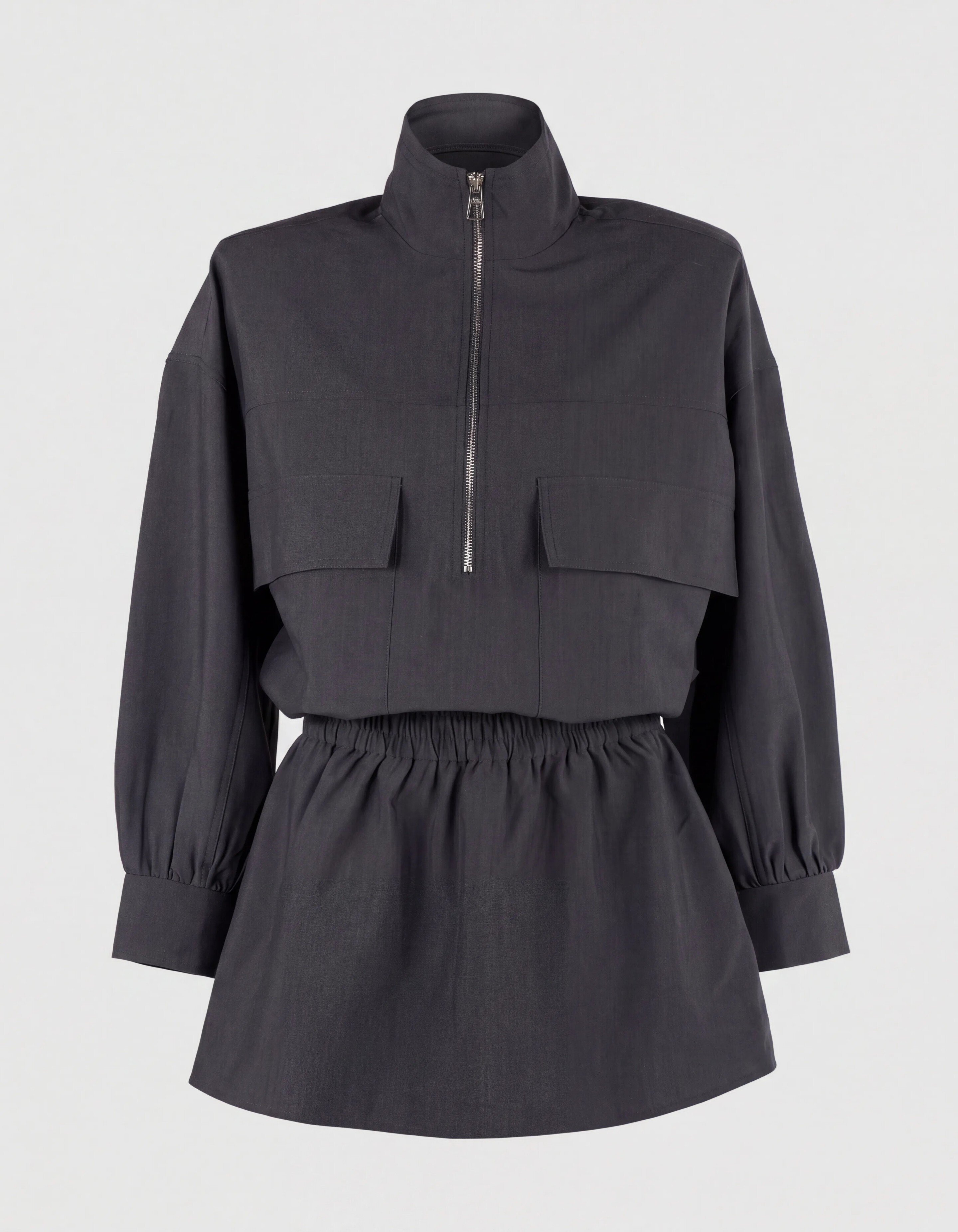 Peplum Jurk Donkergrijs SHOEBY WOMEN
