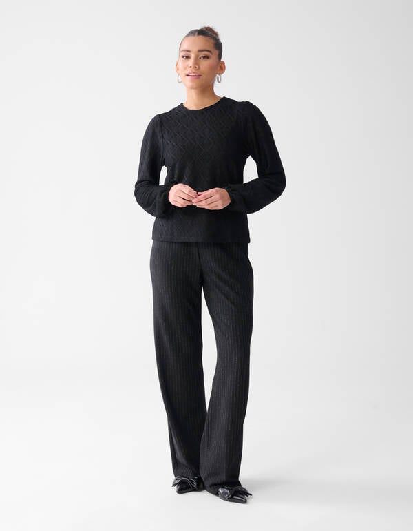 Swirl Structuur Top Zwart SHOEBY WOMEN