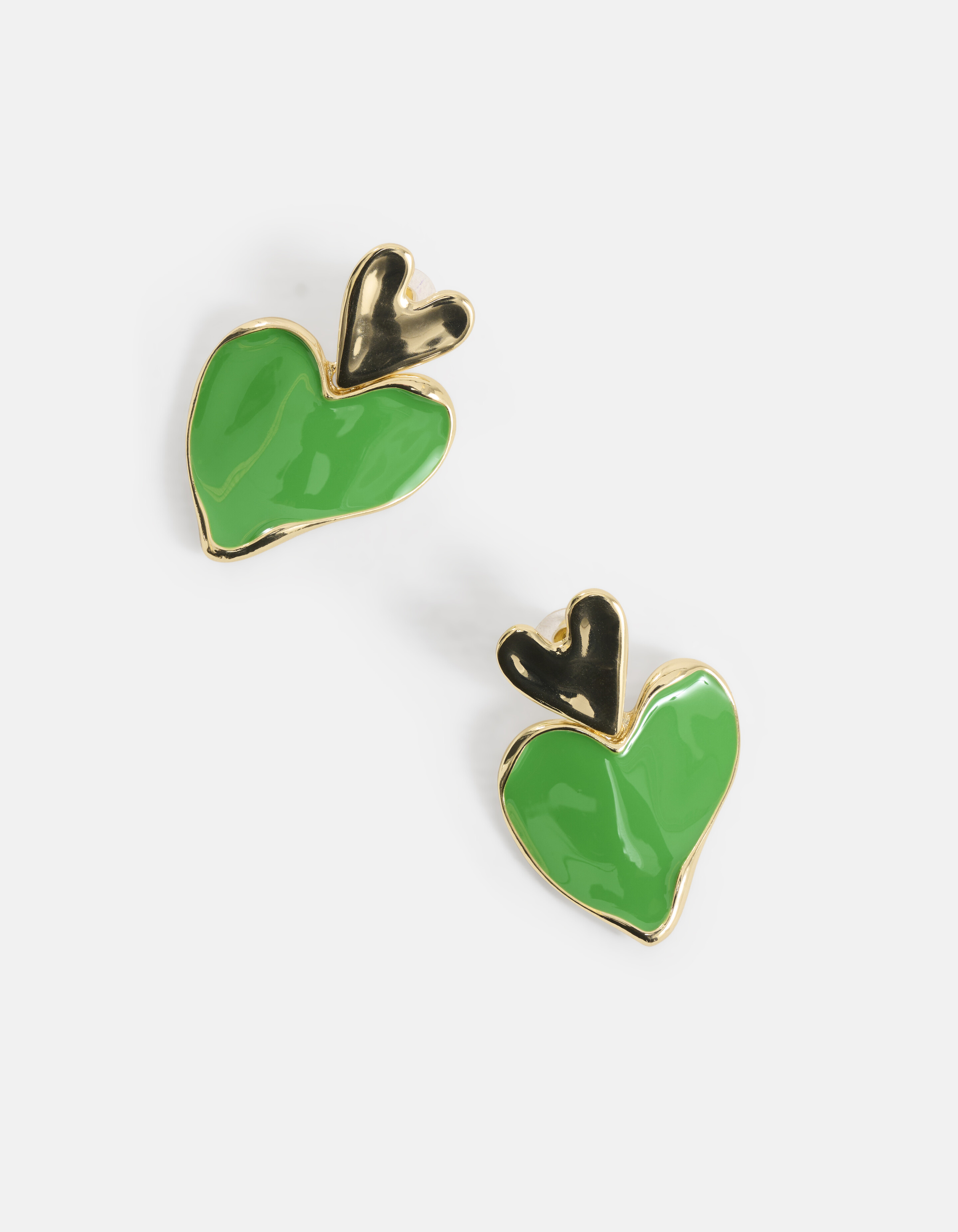 Double Heart Oorbellen groen SHOEBY ACCESSOIRES