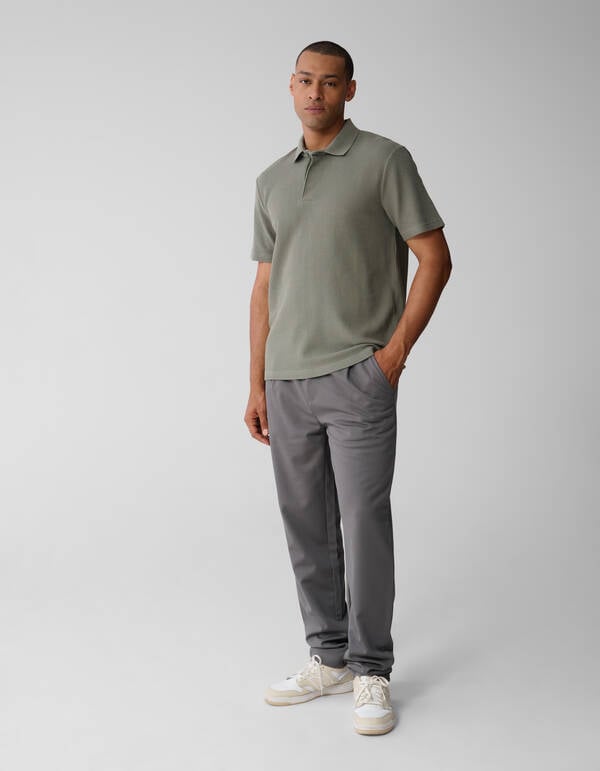 Structuur Jersey Polo Donkergroen SHOEBY MEN