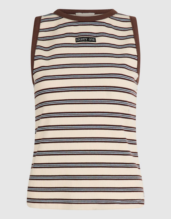 Gestreept Label Singlet Gebroken Wit SHOEBY WOMEN