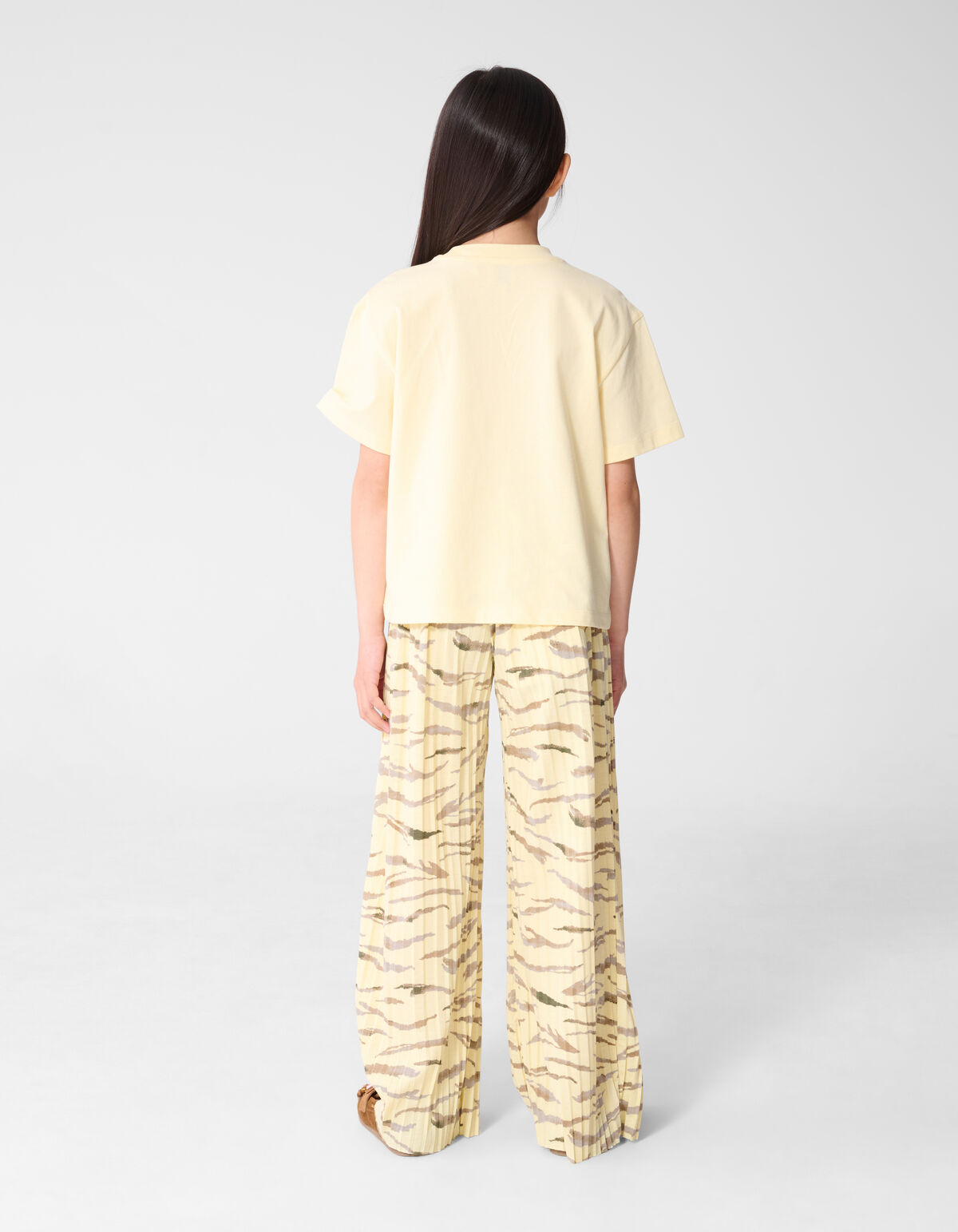 Tijger Pliss&eacute; Broek Lichtgeel SHOEBY GIRLS