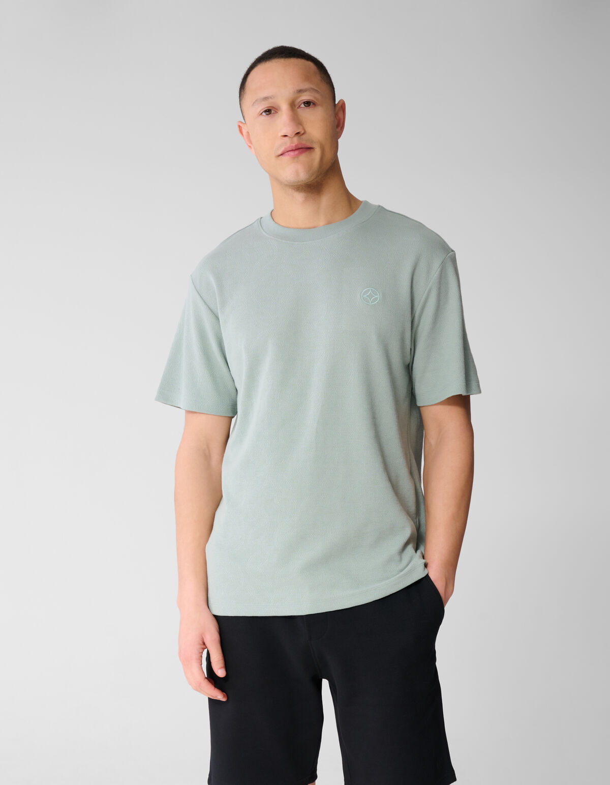 All Over Structuur T-shirt Lichtgroen SHOEBY MEN