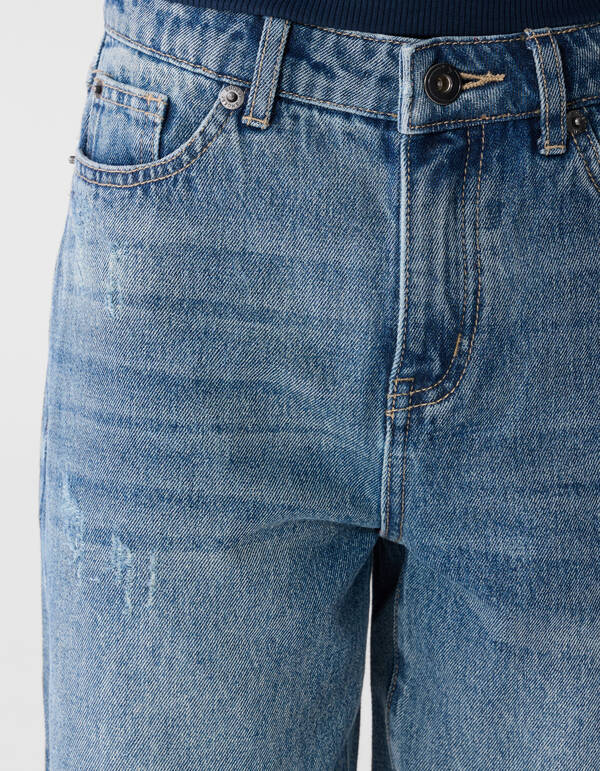 Destroyed Balloon Fit Jeans Donkerblauw SHOEBY BOYS