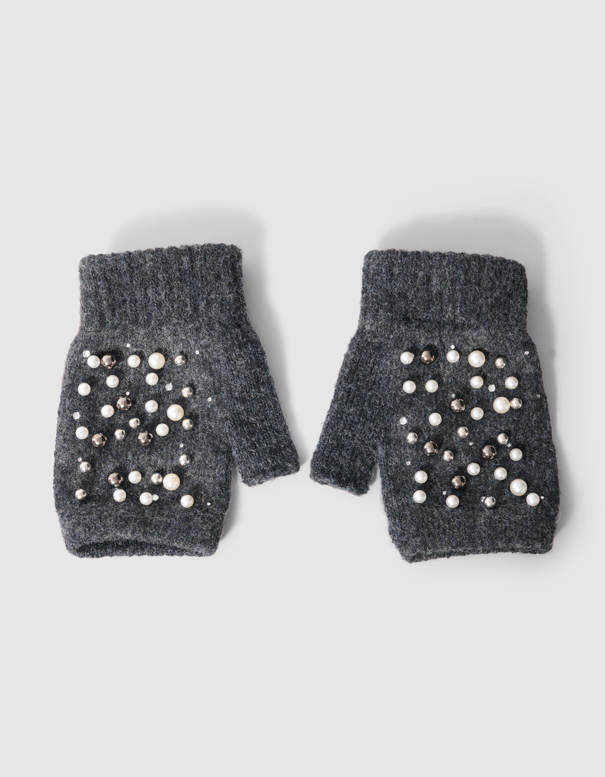 Beaded Fingerless Handschoenen Donkergrijs SHOEBY ACCESSOIRES