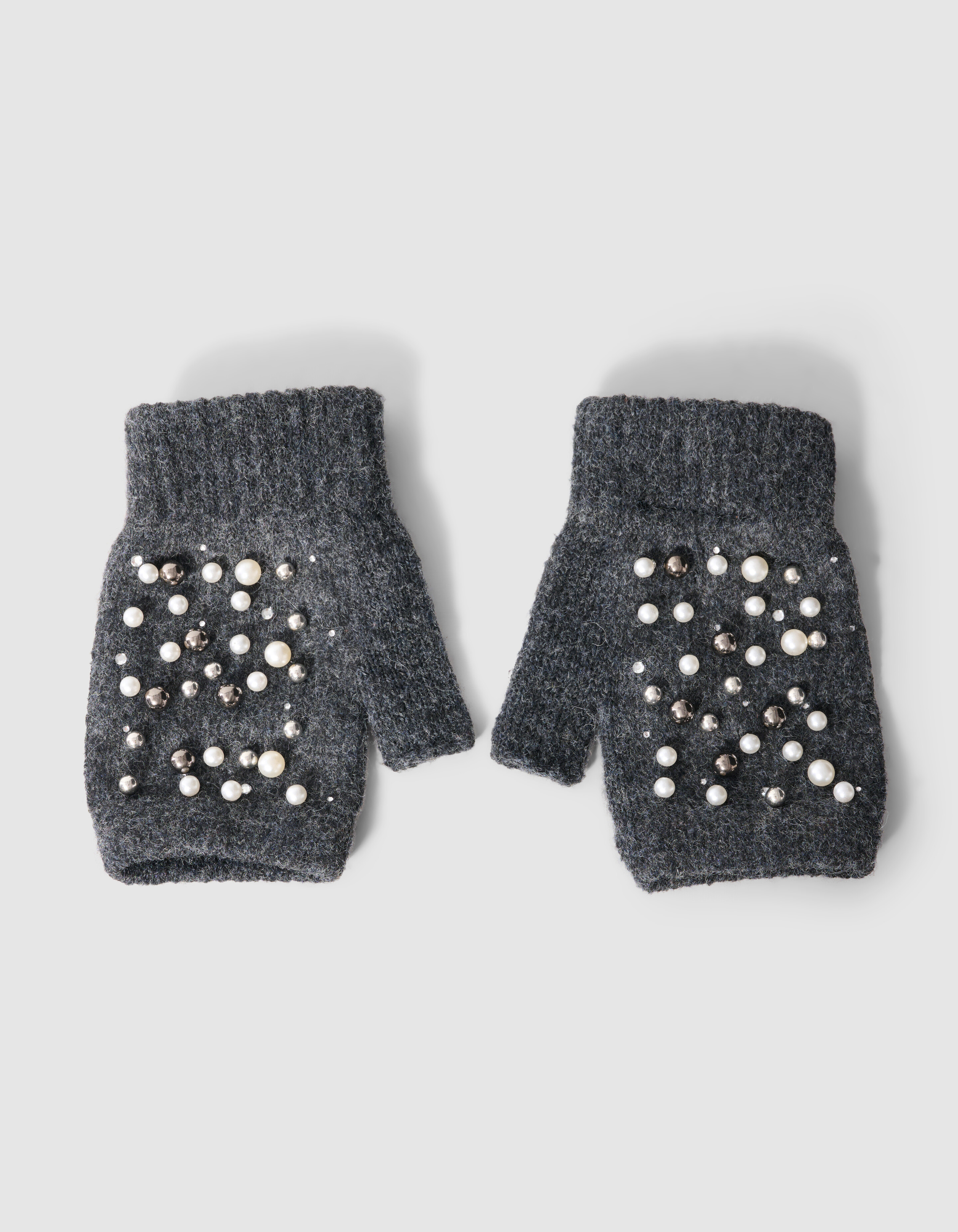 Beaded Fingerless Handschoenen Donkergrijs SHOEBY ACCESSOIRES